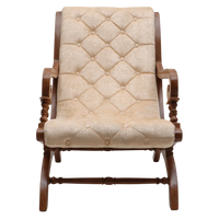 Butros Fabric Upholstered Aaram Chair  (Teak Gold)  front view