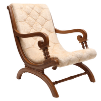 Butros Fabric Upholstered Aaram Chair  (Teak Gold)  side view