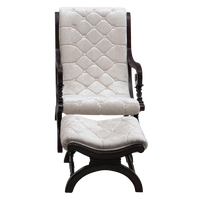 Butros Fabric Upholstered Aaram Chair with FootRest (Brown Silver) front view