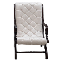 Butros Fabric Upholstered Aaram Chair without FootRest (Brown Silver) front view 