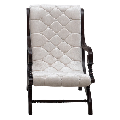 Butros Fabric Upholstered Aaram Chair without FootRest (Brown Silver) front view 