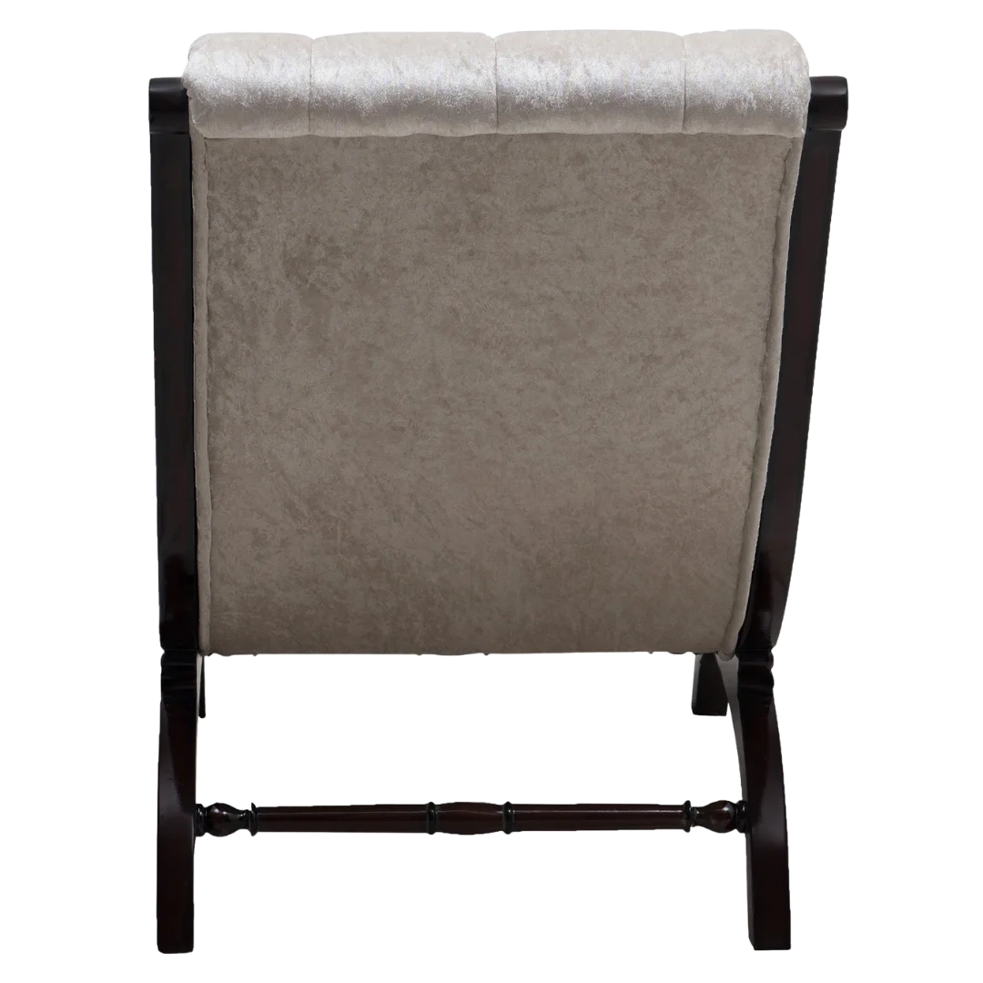 Butros Fabric Upholstered Aaram Chair without FootRest (Brown Silver) back view