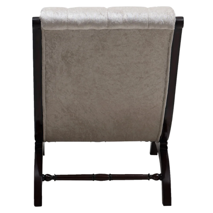 Butros Fabric Upholstered Aaram Chair without FootRest (Brown Silver) back view