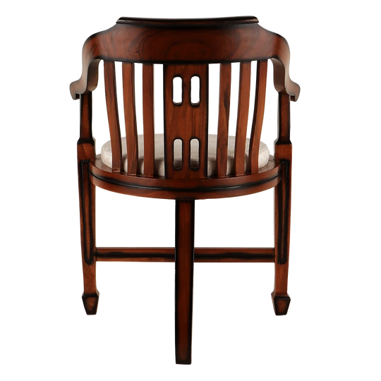 Canasto Teak Wood Arm Chair in Brown Silver color back view