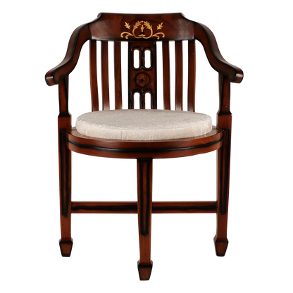 Canasto Teak Wood Arm Chair in Brown Silver color front view