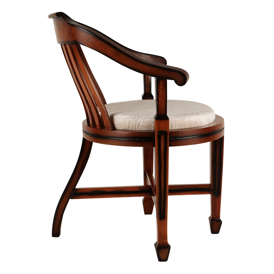 Canasto Teak Wood Arm Chair in Brown Silver color side view