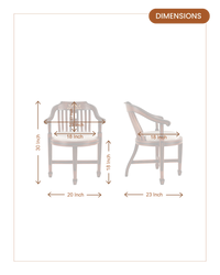 Canasto Teak Wood Arm Chairs (Brown Silver) dimensions