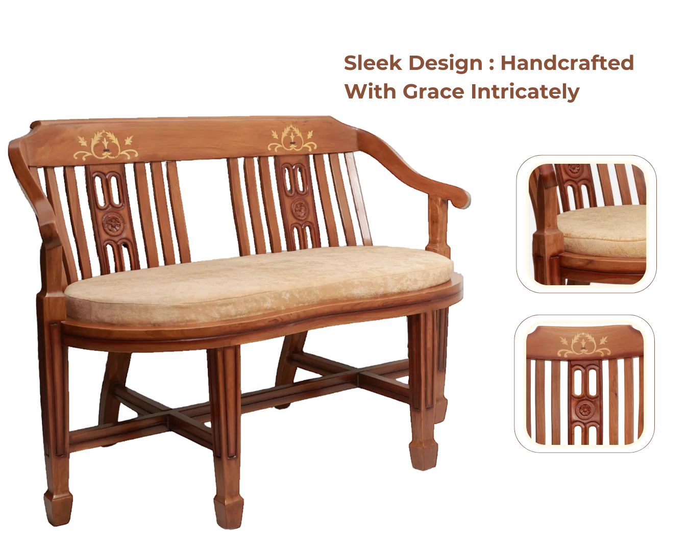 Canasto Solid Wood Love Sofa Product Showcase(Teak)