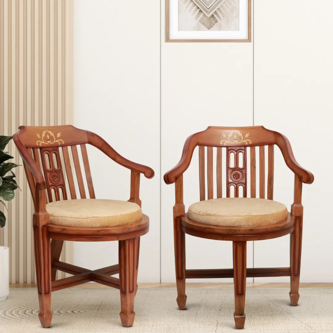 Canasto Teak Wood Arm Chair Lifestyle Image(Teak Beige)