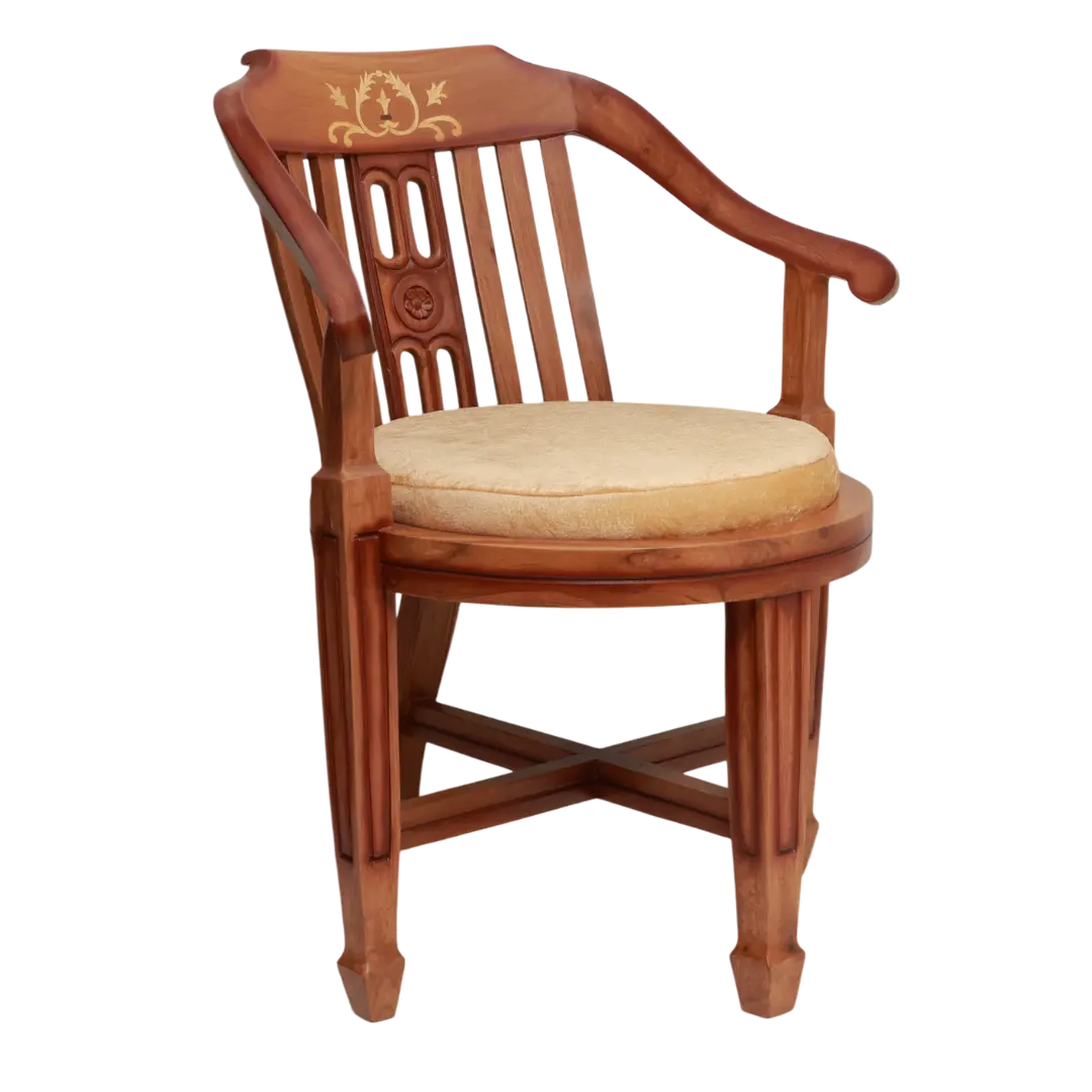 Canasto Teak Wood Arm Chair Side Angle(Teak Beige)