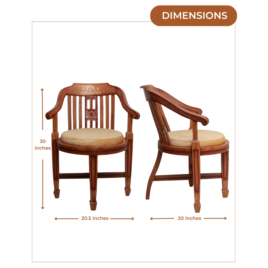 Canasto Teak Wood Arm Chair (Teak Beige) Dimensions