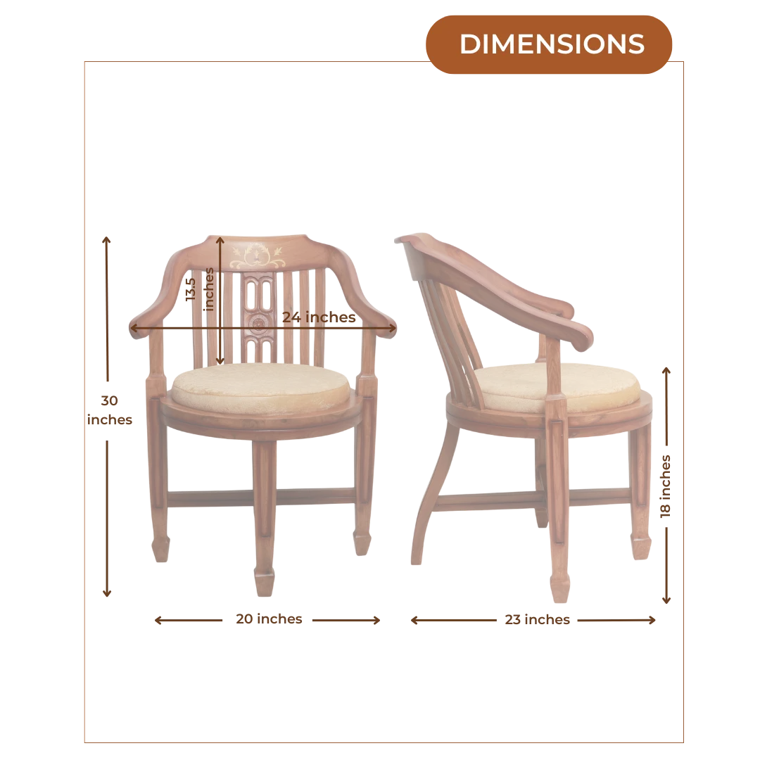 Canasto Teak Wood Arm Chair (Teak Beige) Dimensions IMG