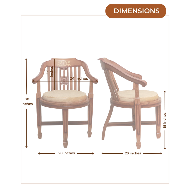 Canasto Teak Wood Arm Chair (Teak Beige) Dimensions IMG