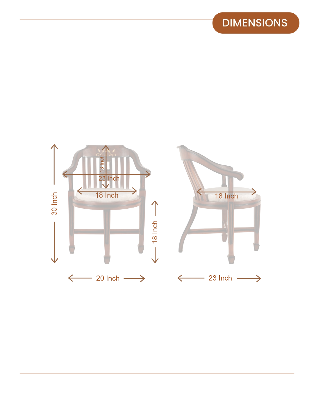 Canasto Teak Wood Arm Chairs (Brown Silver)