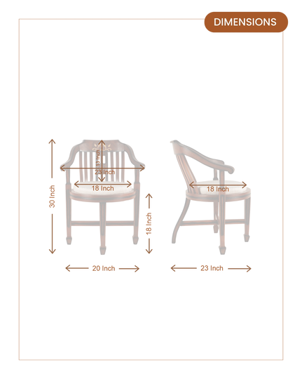 Canasto Teak Wood Arm Chairs (Brown Silver)