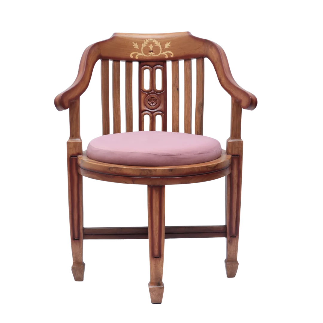 Canasto Teak Wood Arm Chairs Teak Pink