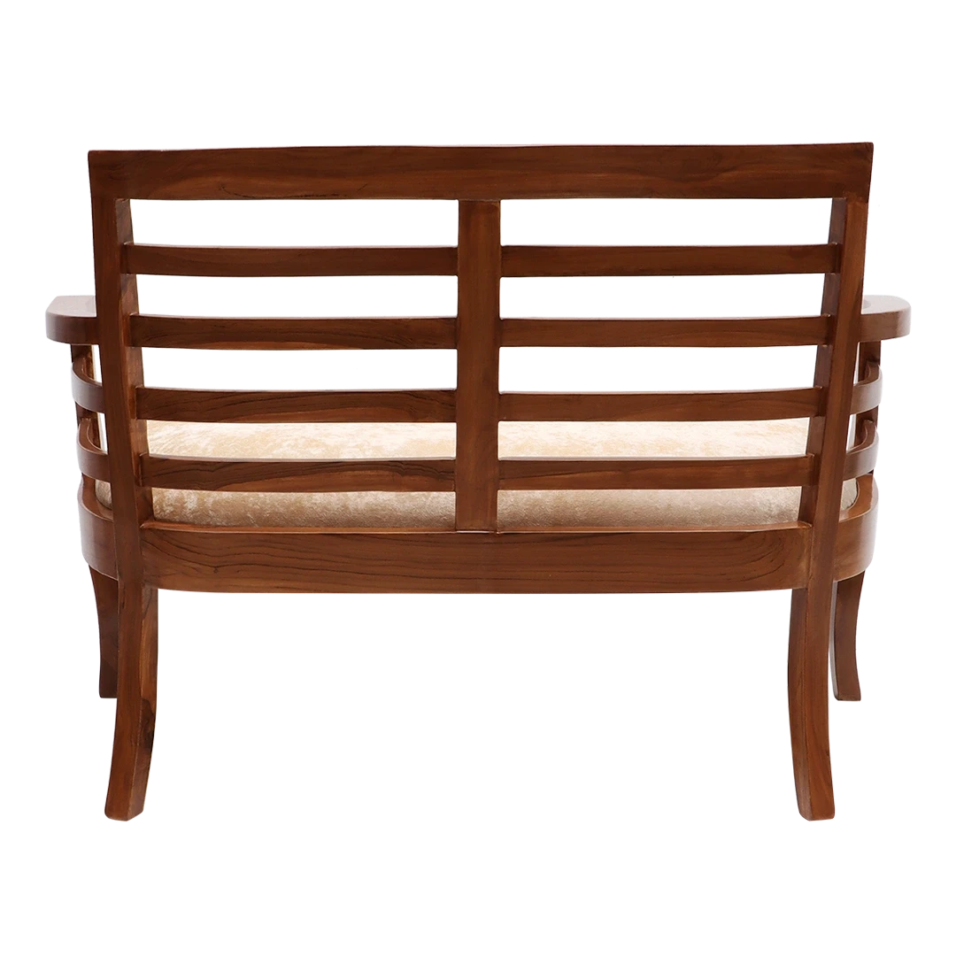 Carile Solid Wood Love Sofa / Love Seat in Teak color back view