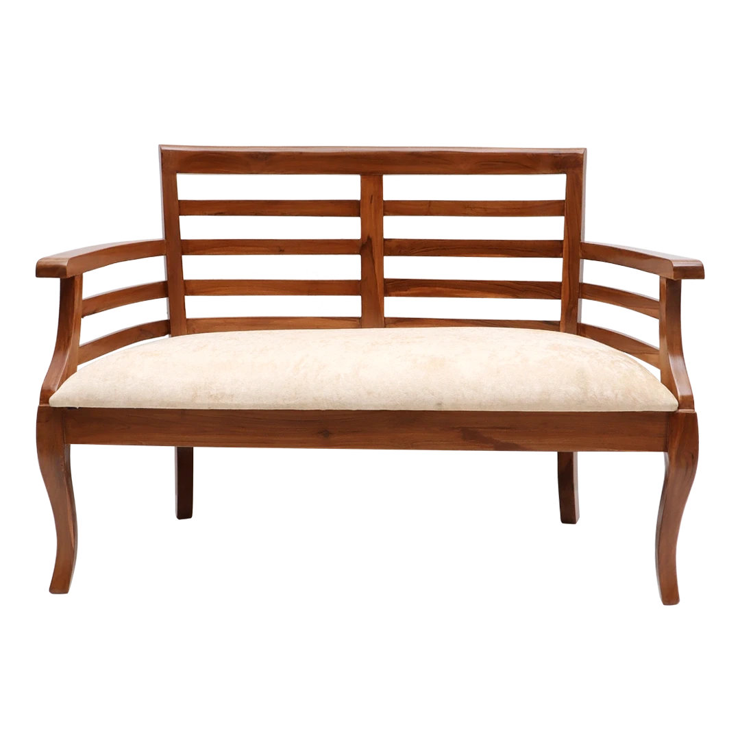 Carile Solid Wood Love Sofa / Love Seat in Teak color front view