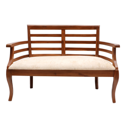 Carile Solid Wood Love Sofa / Love Seat in Teak color front view