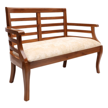 Carile Solid Wood Love Sofa / Love Seat in Teak color 45° side view