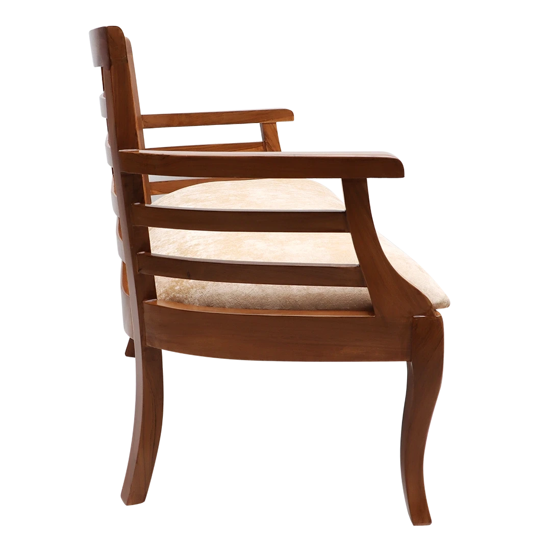 Carile Solid Wood Love Sofa / Love Seat in Teak color side view