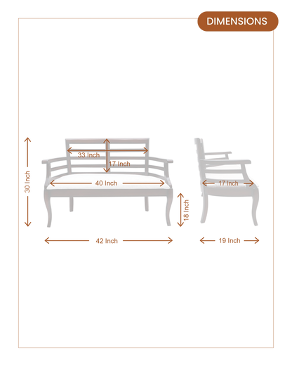 Carile Solid Wood Love Sofa (Brown)