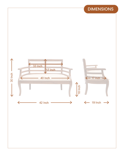 Carile Solid Wood Love Sofa (Teak)