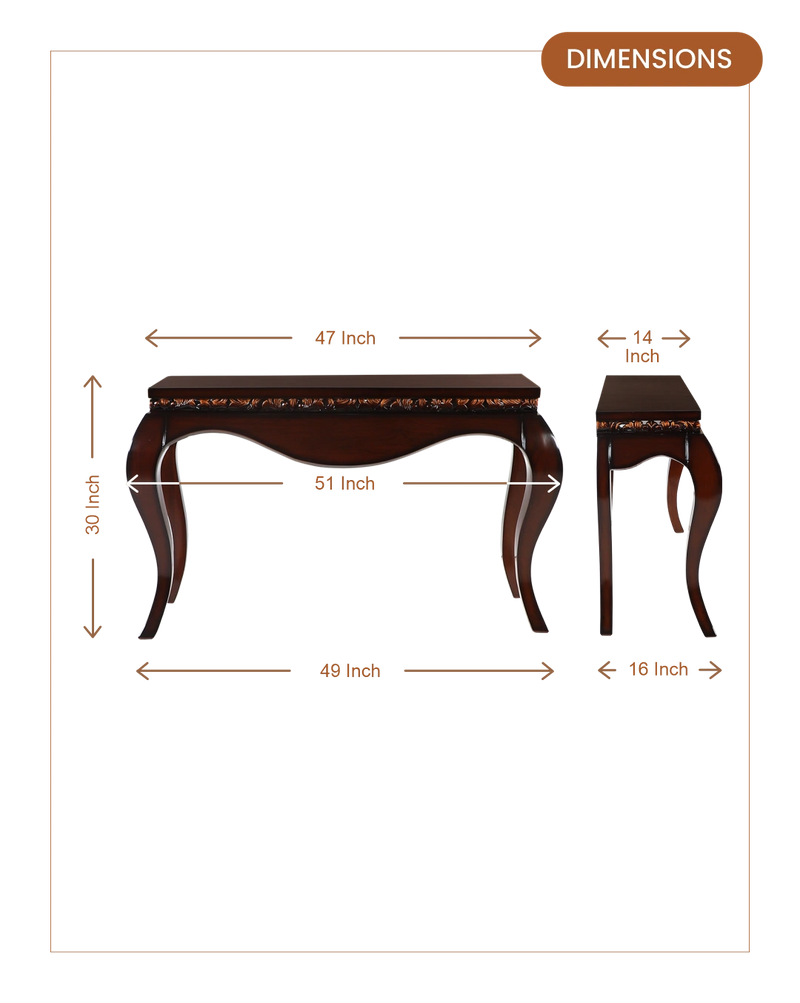 Cazalu Solid Wood Console Table (Brown) dimesnions