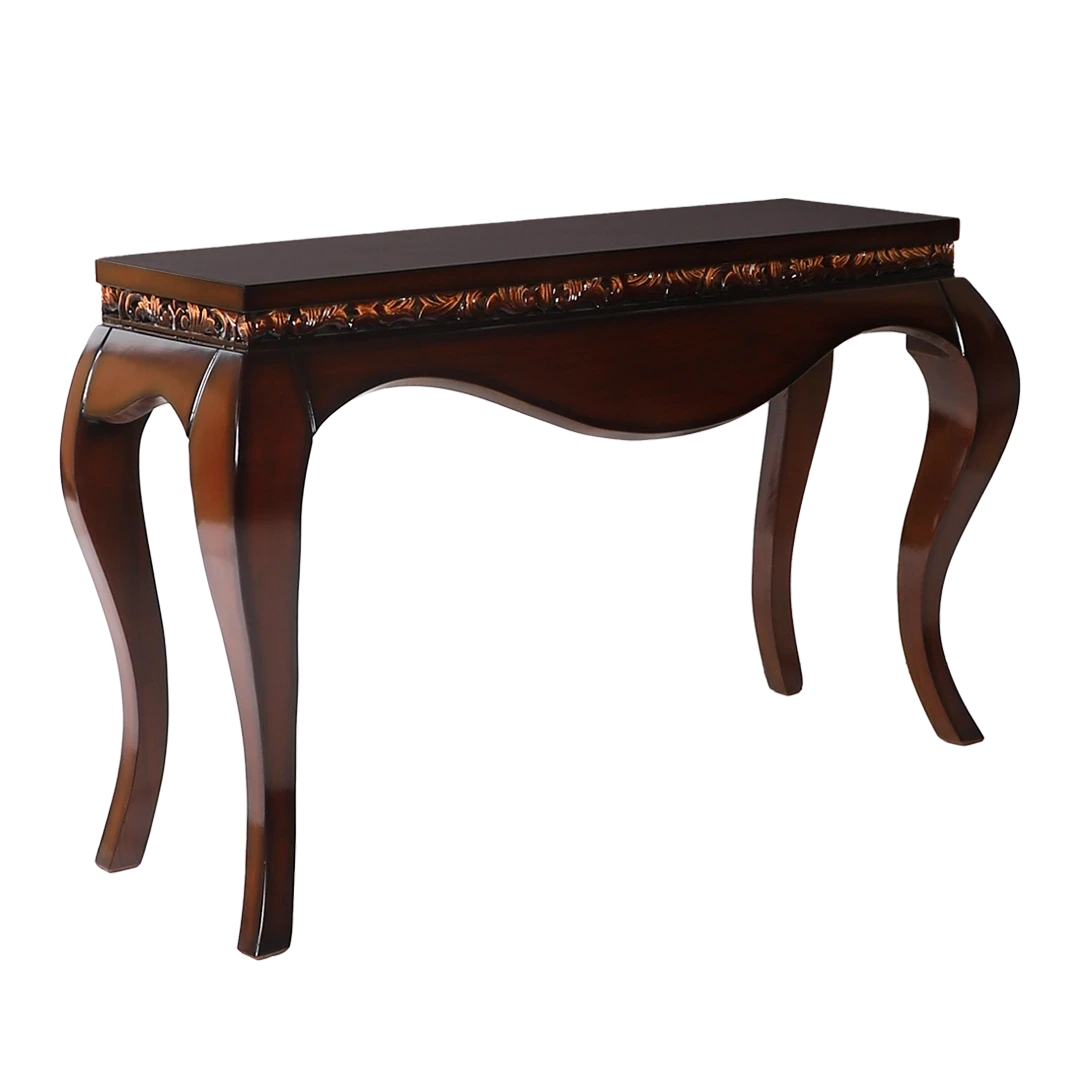 Cazalu Solid Wood Console Table in Brown color 45° side view