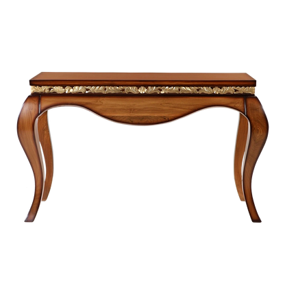 Cazalu Solid Wood Console Table in Teak color front view