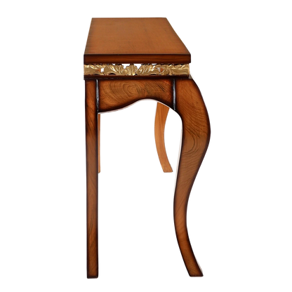 Cazalu Solid Wood Console Table in Teak color side view