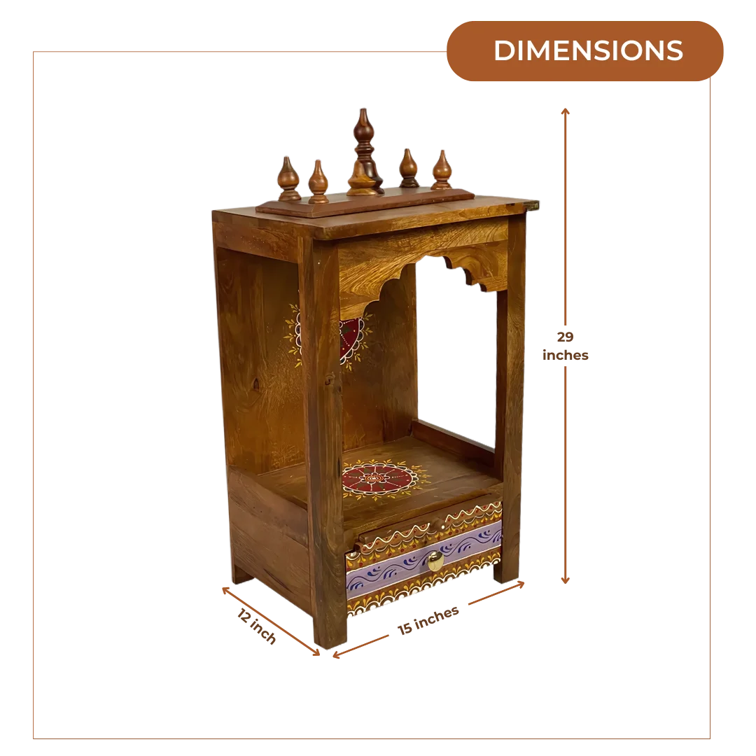Chitraksha Sheesham Wood Mandir (Teak) Dimensions