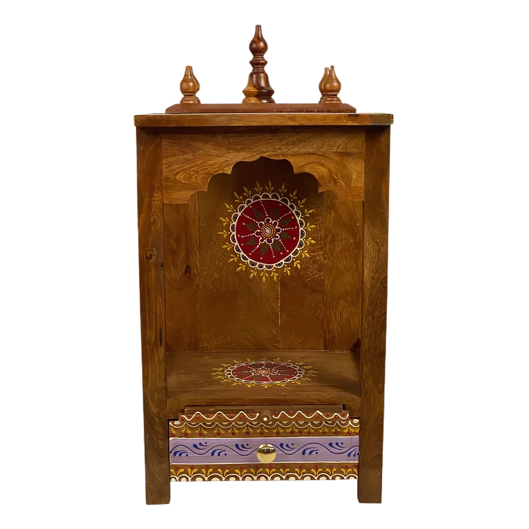 Chitraksha Sheesham Wood Mandir (Teak) Front View