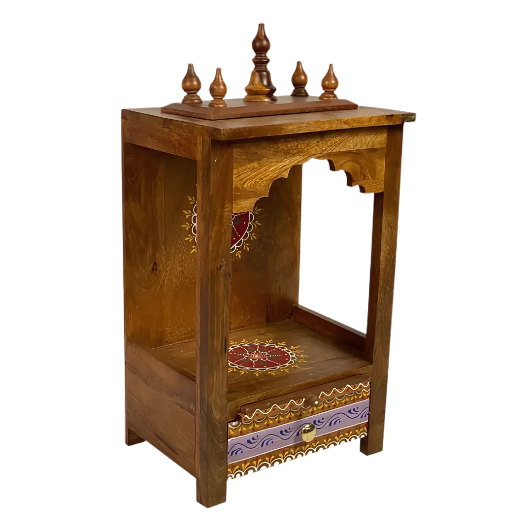 Chitraksha Sheesham Wood Mandir (Teak) Side Angle