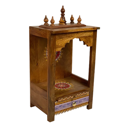 Chitraksha Sheesham Wood Mandir (Teak) Side Angle