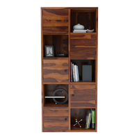 Classic Cubix Wood Book Shelf (Teak) Front view
