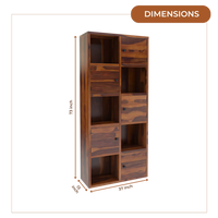 Classic Cubix Wood Book Shelf (Teak)dimensions