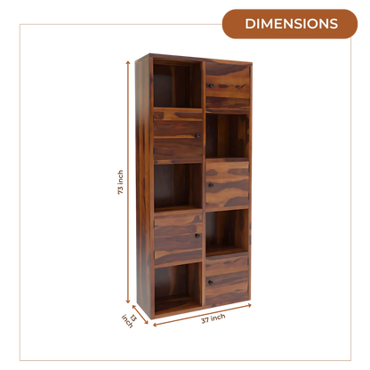 Classic Cubix Wood Book Shelf (Teak)dimensions