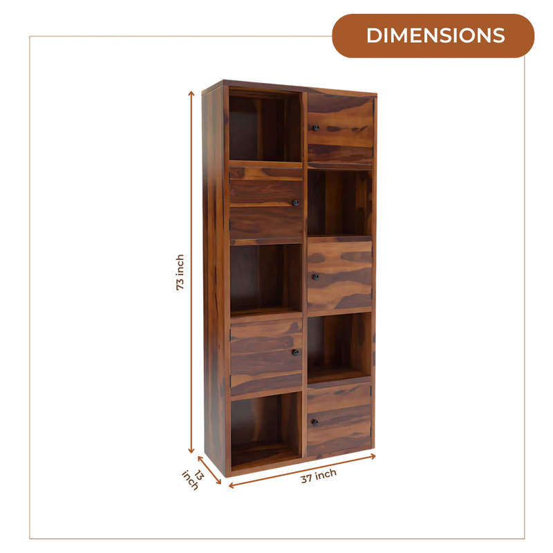 Classic Cubix Wood Book Shelf (Teak)dimensions