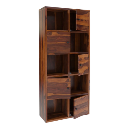 Classic Cubix Wood Book Shelf (Teak) side view