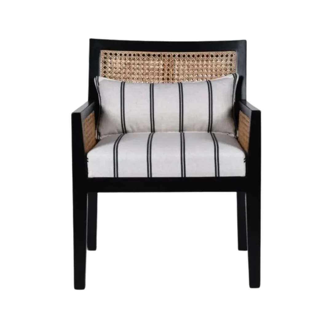 Coastal Teak Wood Lounge Chair Black