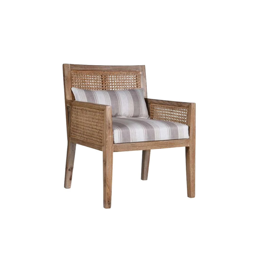 Coastal Teak Wood Lounge Chair (Antique white)