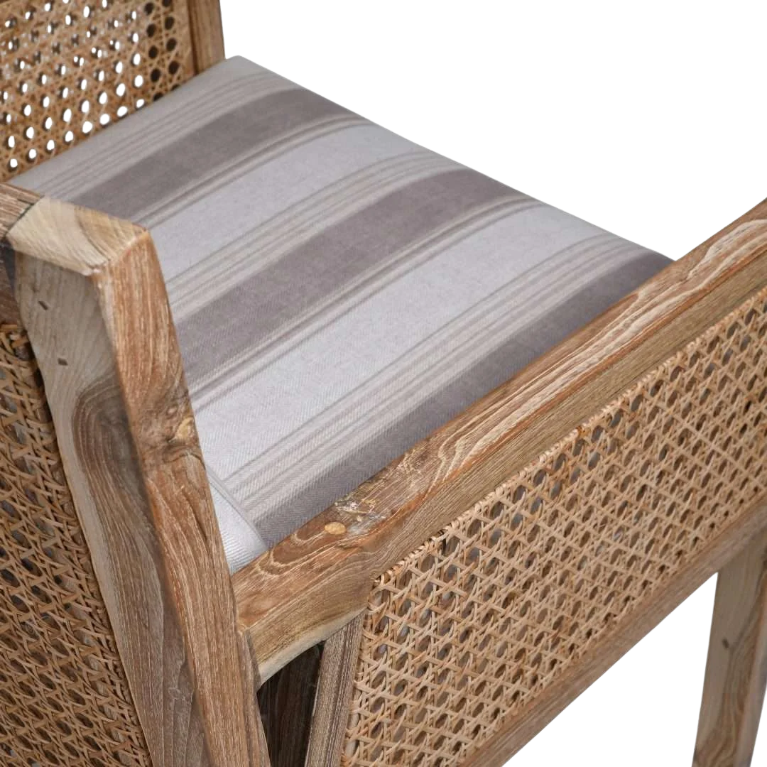 Coastal Teak Wood Lounge Chair (Antique white) zoom view