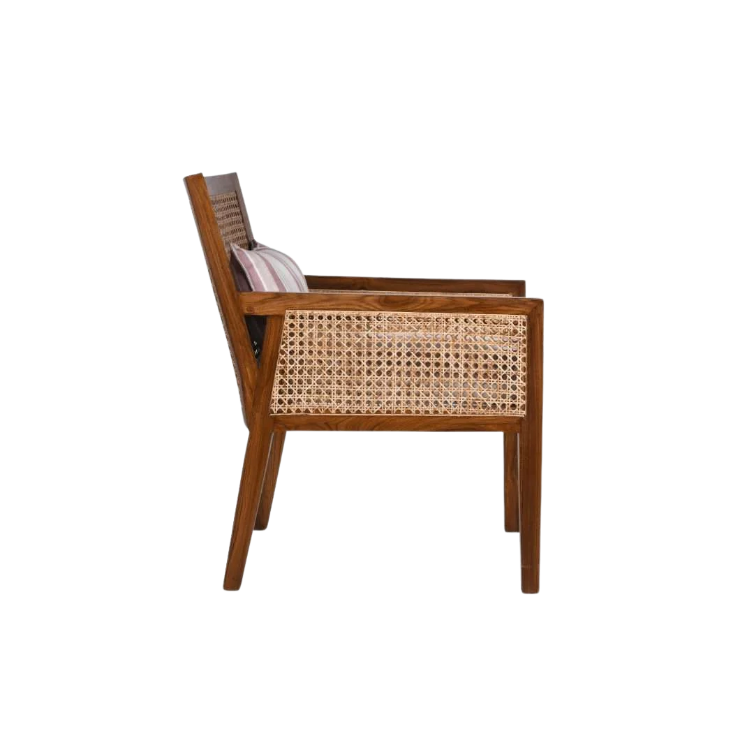 Coastal Teak Wood Lounge Chair side view