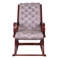 Colorodo Teak Wood Fabric Rocking Chair Front View (Brown Slate)