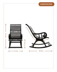 Colorodo Teak Wood Rocking Chair (Black) dimensions