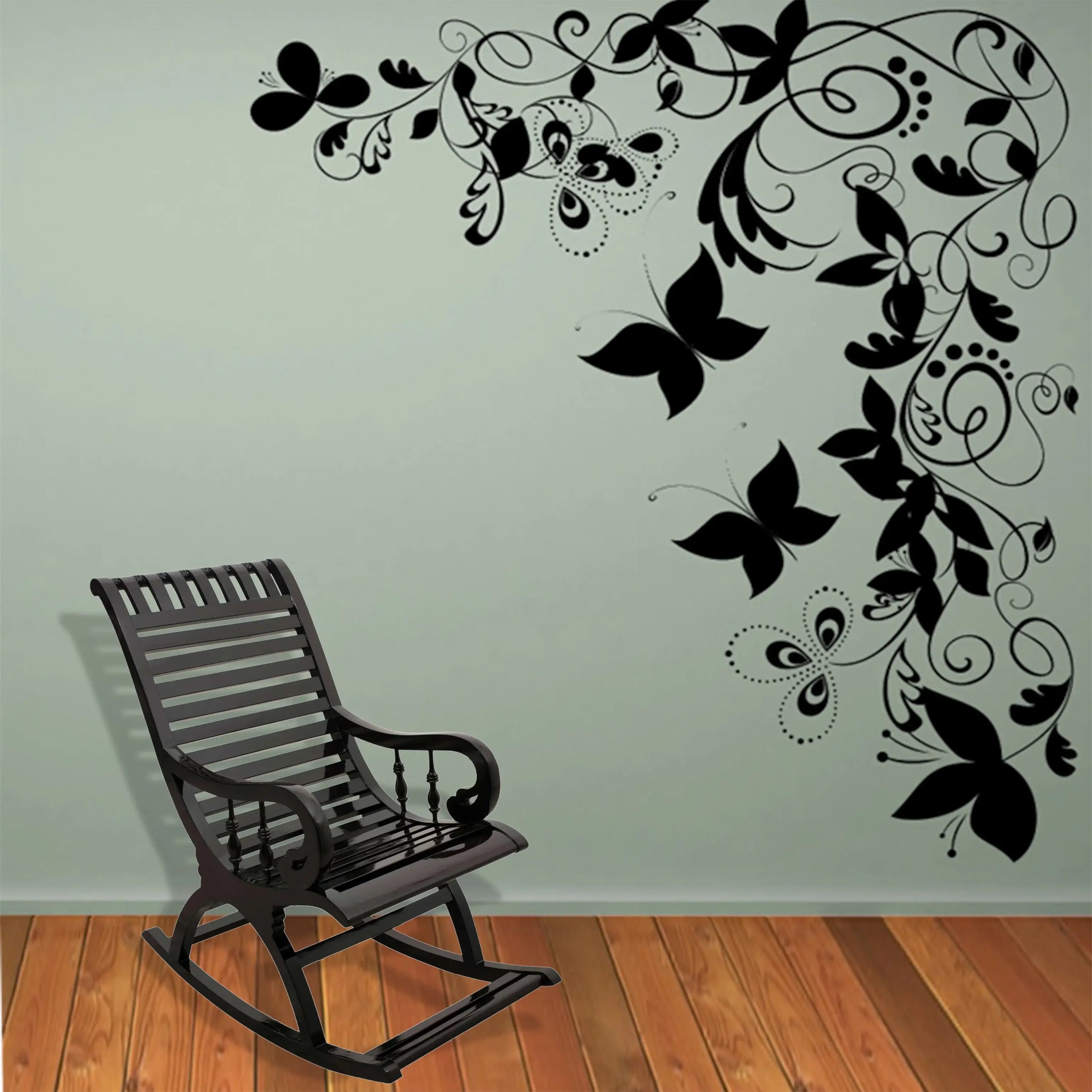 Colorodo Teak Wood Rocking Chair in Black color lifestyle image