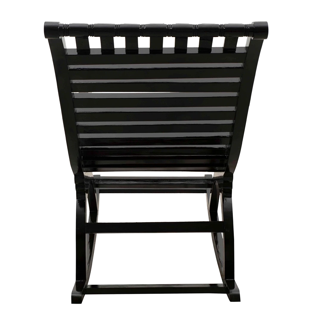 Colorodo Teak Wood Rocking Chair in Black color back view