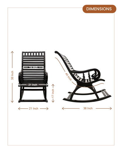 Colorodo Teak Wood Rocking Chair (Black)