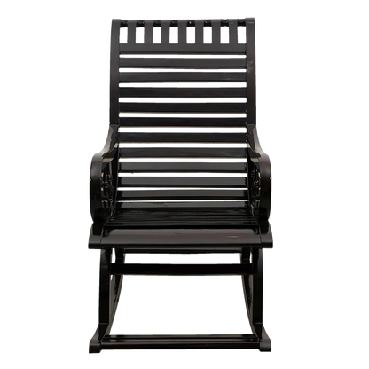 Colorodo Teak Wood Rocking Chair in Black color front view